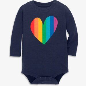 Primary Long Sleeve Babysuit in Rainbow Heart (0-3 M)